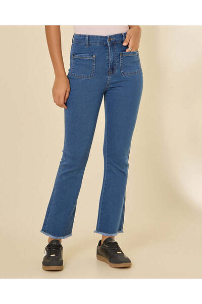 REDTAG Women Blue High Rise Kick Flare Jeans