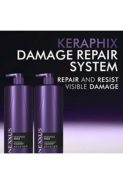 Nexxus Keraphix Professional Shampoo & Conditioner Set, ProteinFusion Strengthening Formula with Keratin Protein & Black Rice, Salon Quality Hair Care for Damaged Hair - 1L (33.8 fl oz) Pack Of 2