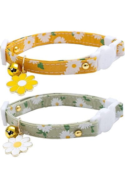 KASTWAVE Cat Collars, Adjustable Pet Collar, Cute Flowers Bell Safety Buckle ...