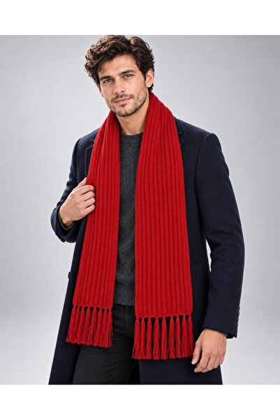 Wearflawless Ανδρικό πλεκτό κόκκινο κασκόλ Σελανίκης, χειμερινό κασκόλ με μαλ...