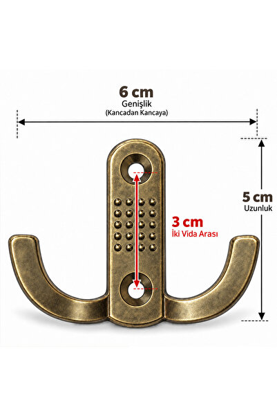 NZB (1 Adet) Noktalı Askı Otantik Sarı Metal Duvar Askılık Dolap Mobilya Vestiyer Dekoratif Askı