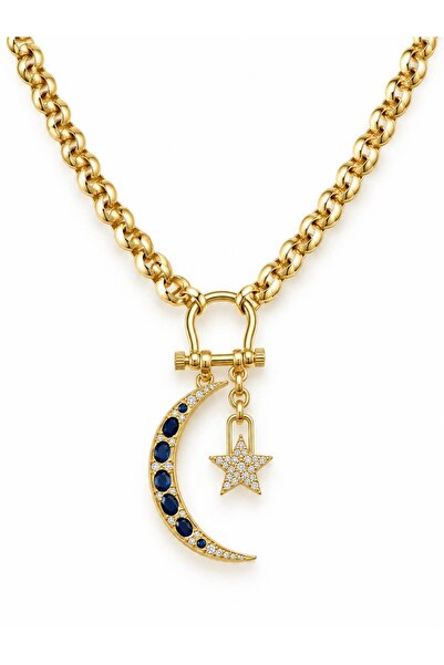CHARMLUCKY ÖZEL SERİ LACİ AY TASARIM KOLYE