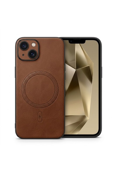 Nezih Case İphone 13 ile Uyumlu Kamera Korumalı Suni Deri Manyetik Şarj Özell...