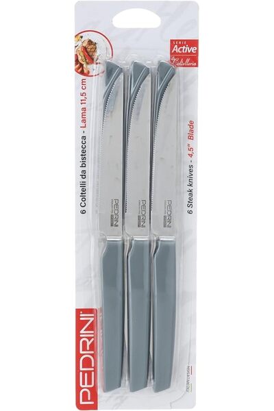 Pedrini 04GD272 Stainless Steel Kitchen Knives 6-Pieces Set, Dark Grey