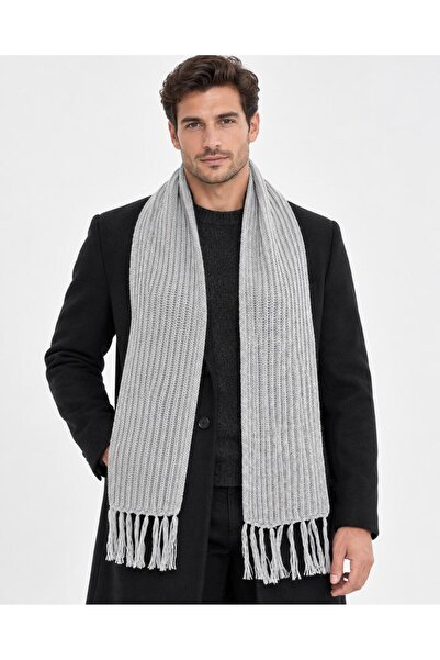 Wearflawless Ανδρικό πλεκτό γκρι κασκόλ Σελανίκης, χειμερινό κασκόλ με μαλακή...