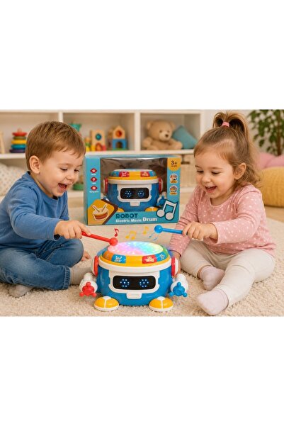 LEIBOO Robot interactiv cu tobe muzicale pentru copii, cu lumini, sunete, muz...
