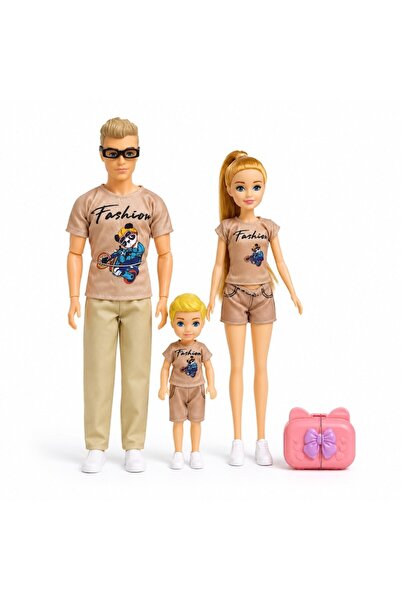 LEIBOO Fashion Doll Family Set, 3 Figures Father, Mother and Child, Bag Inclu...