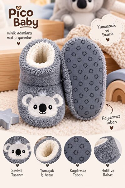 Pico Baby Bebek & Çocuk Kaydırmaz Tabanlı Ev Botu / Panduf / Kışlık Peluş Bot...