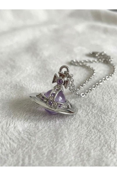 Heda Jewelry Mor Satürn Kolye - Nana Osaki İlhamlı 3D Orbital Kolye