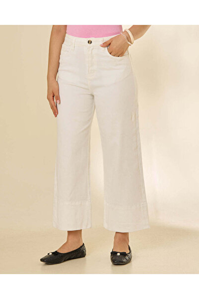 REDTAG Women White Wide Leg Jeans
