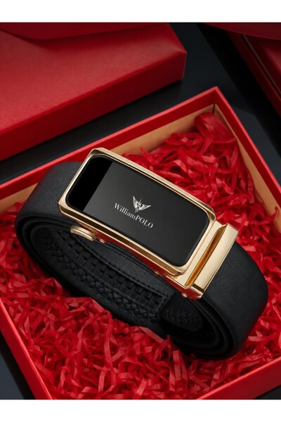 WİLLİAMPOLO Modern Automatic Buckle Genuine Leather Men's Belt