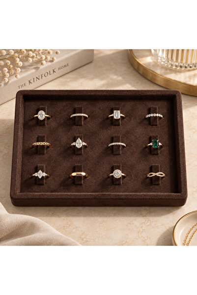 by hakan şahin black design Premium Velvet Ring Holder Jewelry Tray 14X22 cm ...