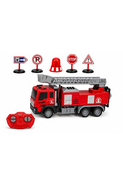 LEIBOO RC Remote Control Fire Truck Toy, 1:16 Scale, Extendable Ladder, Light...