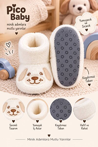 Pico Baby Bebek & Çocuk Kaydırmaz Tabanlı Ev Botu / Panduf / Kışlık Peluş Bot...