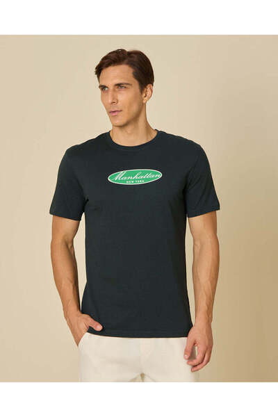 REDTAG Men Black Printed T-Shirt