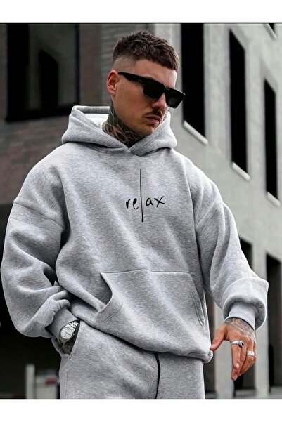 tkn your style Men's Relax Print Design Trendy Oversize Hooded Sweatshirt Rel...