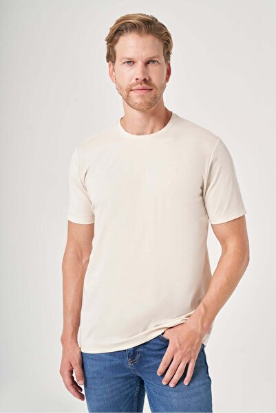 İmza Stone Crew Neck Short Sleeve Knitted Slim Fit Flexible Basic T-Shirt 101...