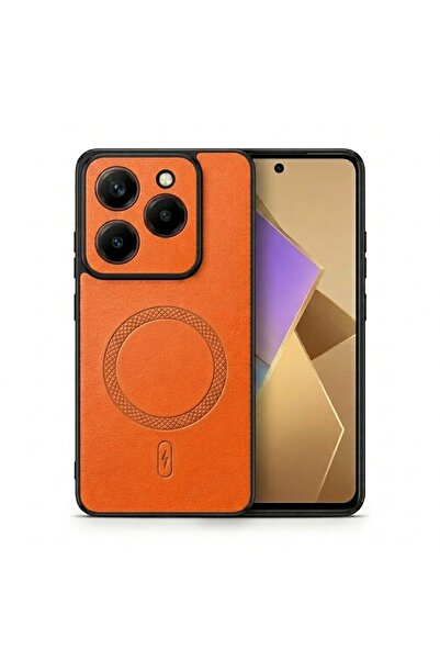 Nezih Case Tecno Spark 20 Pro ile Uyumlu Kamera Korumalı Suni Deri Manyetik Ş...