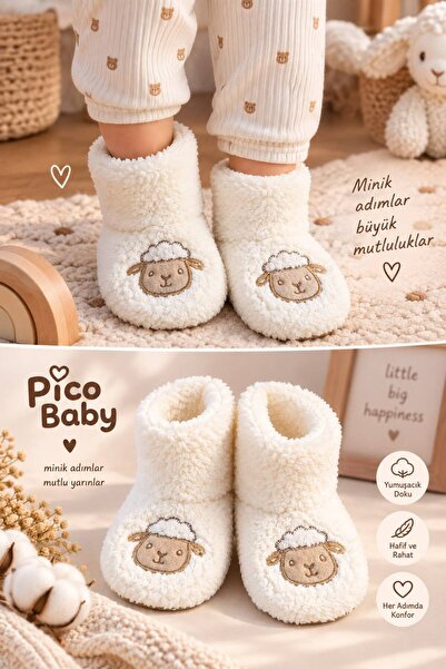 Pico Baby Bebek & Çocuk Kaydırmaz Tabanlı Ev Botu / Panduf / Kışlık Peluş Bot...