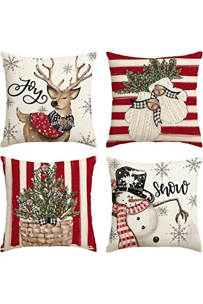 AVOIN colorlife Christmas Snowman Reindeer Gloves Eucalyptus Red Throw Pillow...