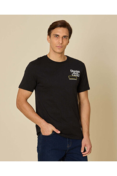 REDTAG Men Black Printed T-Shirt