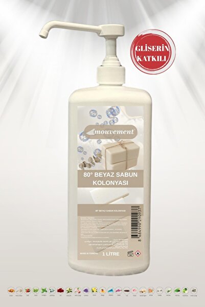 MOUVEMENT Gliserin Katkılı Beyaz Sabun Kolonyası 80° Basmalı Başlıklı – 1 Litre