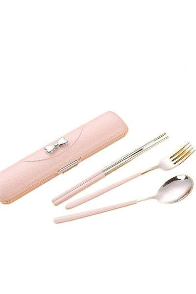 ALMEKAQUZ 3 PCS Travel Silverware Set,Portable Lunch Utensils with Case