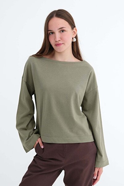 Addax Kayık Neck Long Sleeve Basic T-Shirt B06046
