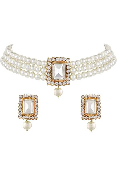 Shining Diva Fashion طقم مجوهرات عصري جديد مطلي بالذهب عيار 18 قيراط مع قلادة...