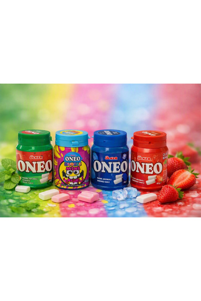 Ülker ONEO Karpuz Bubble Nane Çilek Sakız - 60 gram - 4 Adet