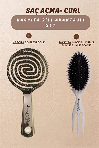 nascita 3D Flexi Control Hair Brush Gold -35 Magical Curls Defined Curls