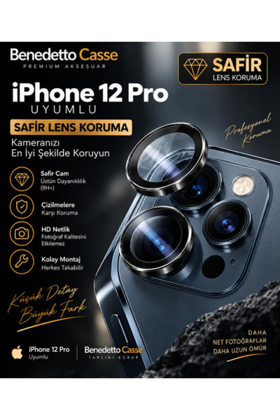 lucek cases واقي عدسة الكاميرا من الياقوت الأزرق المتوافق مع iPhone 12 Pro - ...