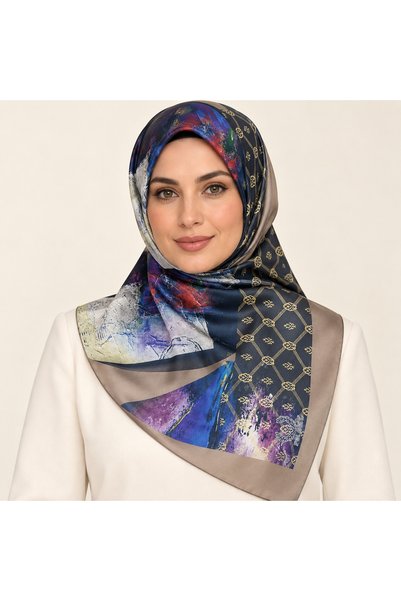 Generic Brand Chain Patterned Navy Blue Mink Women's Scarf