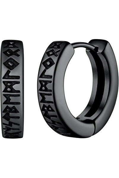 FAITHHEART Norse Viking Runes Hoop Earrings for Men Women 12mm Huggie Hoops w...