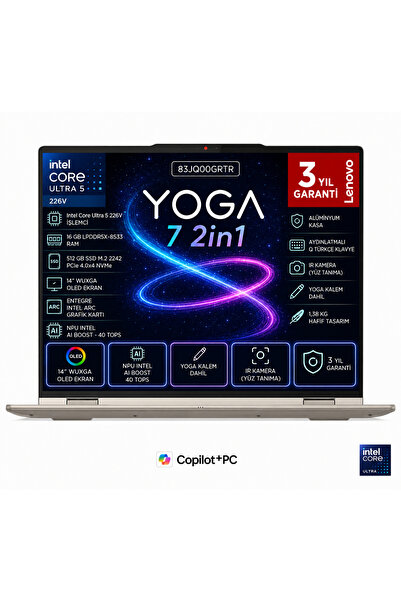 LENOVO YOGA 7 2in1 14ILL10 Intel Core Ultra 5 226V 16 GB 512 GB M2 SSD CoPilo...