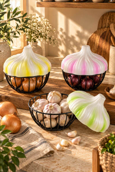 House Bird Plastic Lid Garlic Design Storage Container Onion Garlic Basket