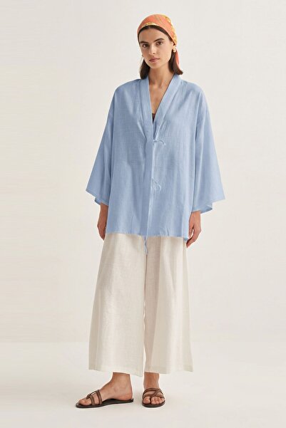 EBU Prive Women's Organic Cotton Oversize Kimono Blue