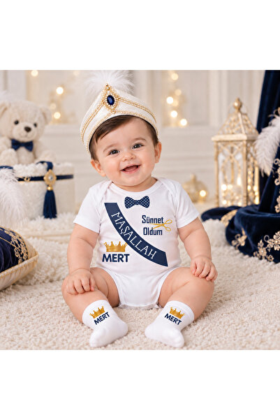 MiniHouse SÜNNET MAŞALLAH SÜNNET OLDUM YAZILI Bebek Body Zıbın VE ÇORAP KİŞİY...