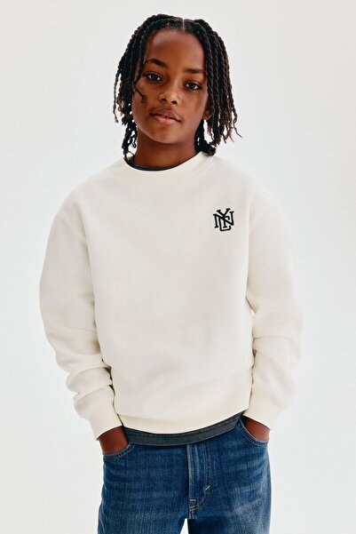 H&M Motif Detaylı ve İçi Tüylü Sweatshirt