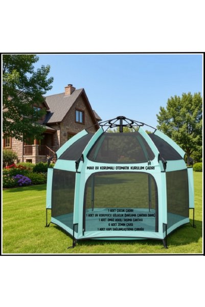 Uygunayakala Uyguna-Yakala Mavi UV Korumalı Otomatik Kurulum Plaj Çadırı-DIR.163