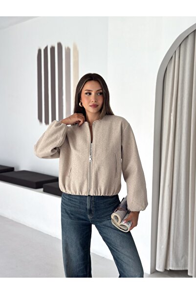Bella Breeze Women's Oversize Bomber Zipper Pocket Short Seasonal Casual Jacket