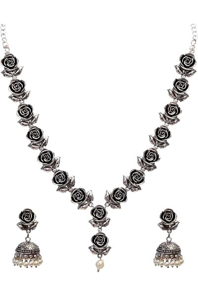 Efulgenz Traditional Jewelry Set Traditional Oxidized Jewelry Oxidized Choker...
