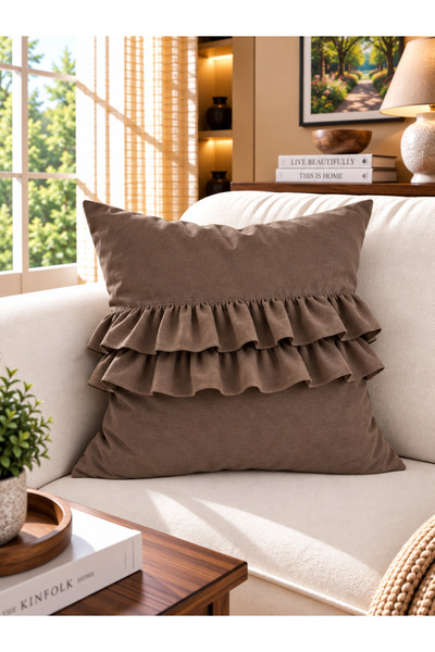 Decamor home Pearl Design Model Brown Throw Pillow Cover