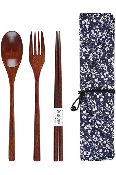 GoodTool 3-Piece Wooden Cutlery Set with Pouch – Reusable Chopsticks, Spoon &...