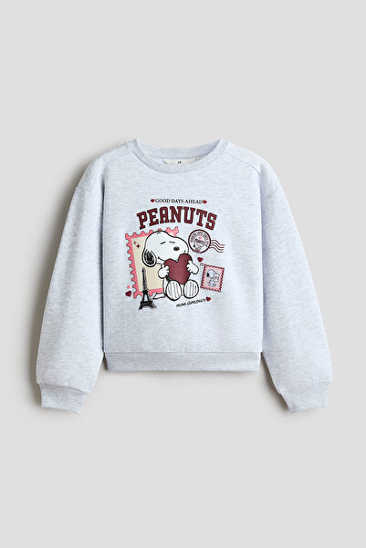 H&M Baskılı ve İçi Tüylü Sweatshirt