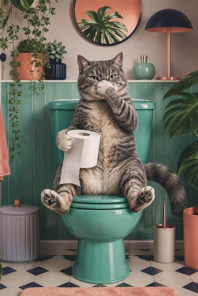 özkacar KEDİLİ WC TUVALET SALON OFİS DUVAR DEKARASYONU