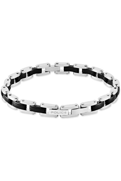 Police Chaine Silver Black Link Chain Stainless Steel Bracelet for Men