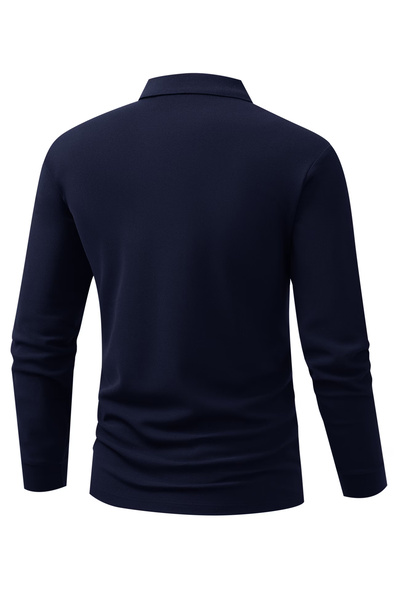 l'eivor Polo Collar Long Sleeve Regular Fit Milano Printed Cotton Men's T-Shirt