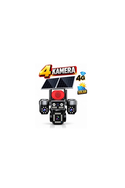 Midcom Hieasy 84-GZ 8MP 4 Kamera 4G Solar Sim PTZ Sesli Akıllı Hibrit Zoom Güvenlik Kamera 7/24 Koruma