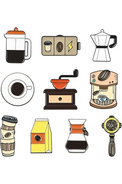 KASTWAVE Coffee Enamel Pin, 10Pcs Cute Coffee Cup, Bean, Maker & Pot Brooch P...